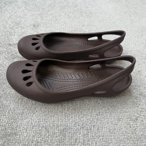 Crocs Shoes Womens Size 7 Brown Kadee Slingback Flats Comfort Lightweight - Picture 1 of 12
